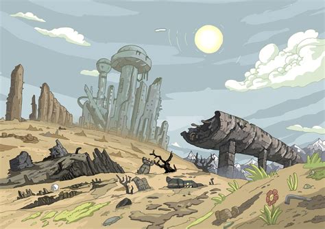 Post apocalyptic landscape in Adventuretime style by MartonAntal on ...