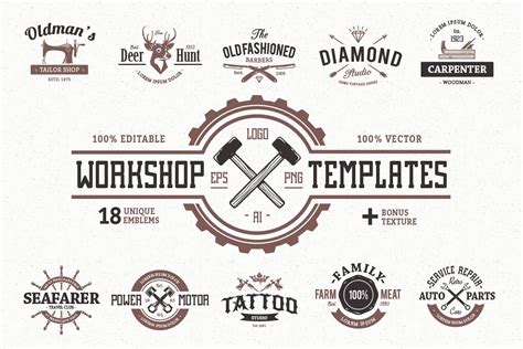 Workshop Logo Templates (2118) | Logos | Design Bundles