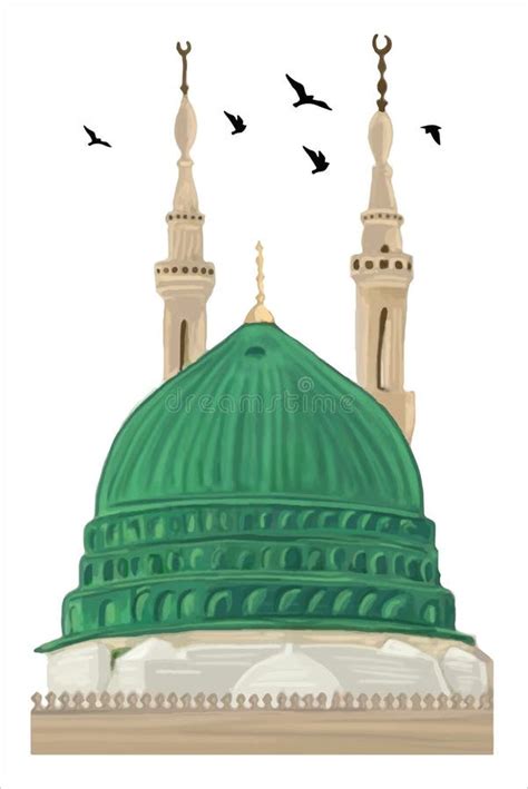 Al Masjid an Nabawi Mecca Saudi Arabia Hand Drawn Sketch. Vector ...