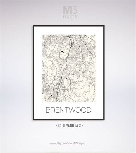 Brentwood Tennessee Brentwood TN Map Brentwood Map | Etsy