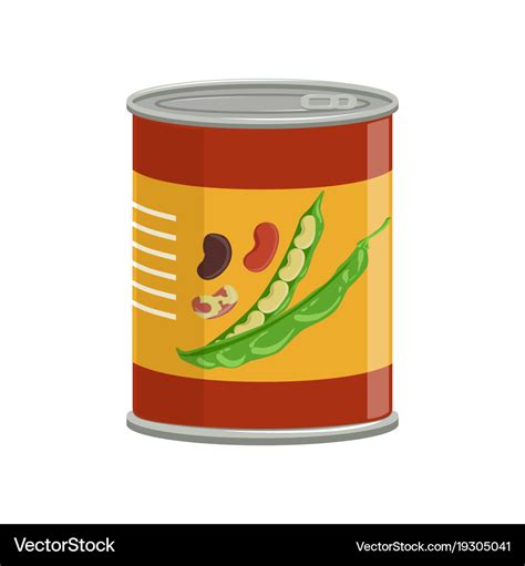 Cartoon aluminum can with kidney beans food Vector Image