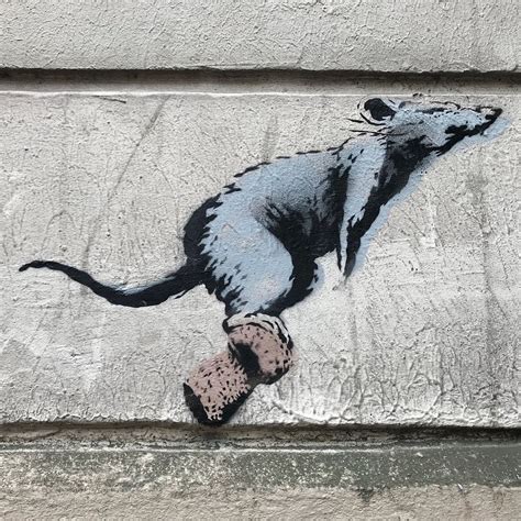 Graffiti 4776 Banksy Rat Champagne Montmartre by the artist Banksy ...