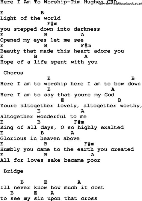 Christian Chlidrens Song Here I Am To Worship-Tim Hughes CRD Lyrics ...