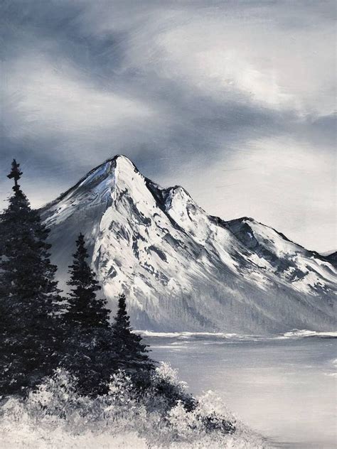 Snowy mountains & frozen lakes Painting | Landscape drawings, Mountain ...