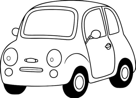 Car vector illustration Black and white outline Car coloring book or ...