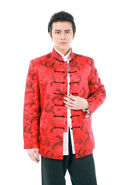 Brocade Dragon Coat (Red) | Chinese clothing for men, Tie outfit, Inner ...