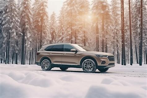 Premium AI Image | A car on a snowy road