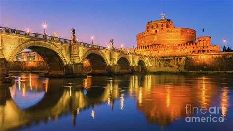 Sunset at San Angelo Bridge and Castel Sant Angelo Photograph by Henk ...