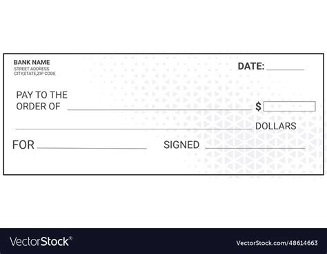 Blank bank cheque personal desk check template Vector Image