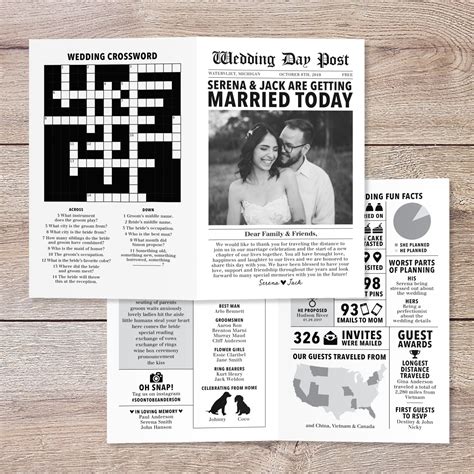 Mini Newspaper Wedding Program Template, Editable Timeline Printable ...