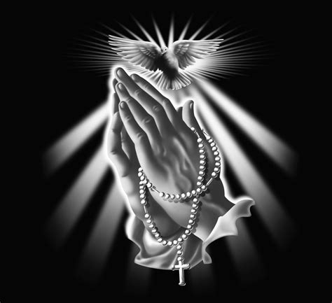 Praying Hands with Rosary Beads and Dove posters & prints by Corbis