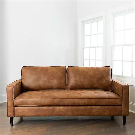 Brown Wyatt Faux Leather Sofa | Kirklands Home