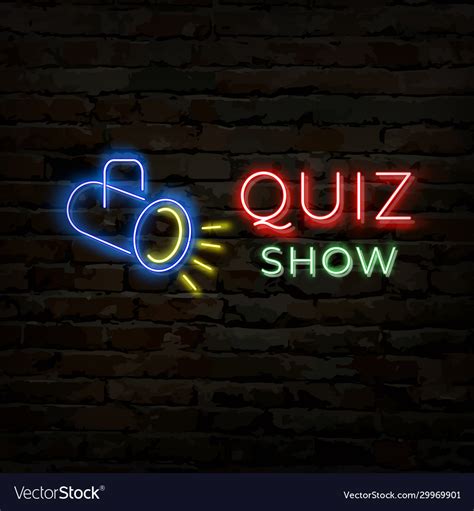 Quiz show neon logo symbol 2 Royalty Free Vector Image