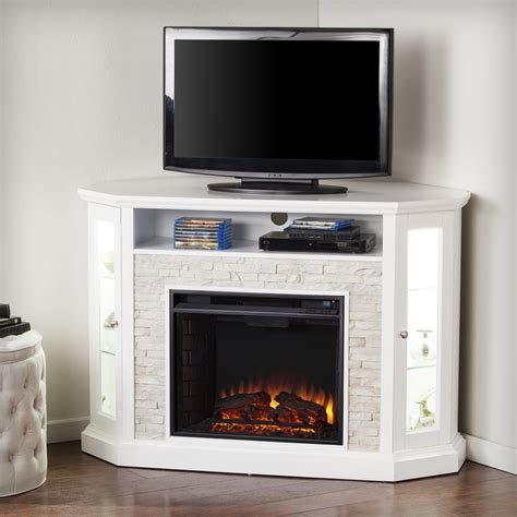 Corner Tv Stand With Electric Fireplace : Foster Limewash Wood Corner ...