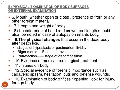 Procedure of autopsy