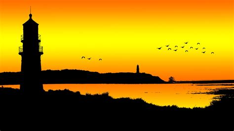 Lighthouse At Sunset Silhouette Free Stock Photo - Public Domain Pictures