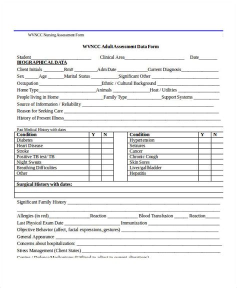 Free 11 Sample Health Assessment Forms In Pdf Ms Word