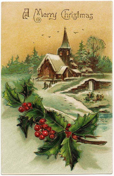 Snow-Covered Country Church Scene | Old Design Shop Blog