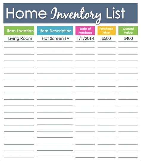 Inventory List Templates | 19+ Free Printable Xlsx, Docs & PDF Formats ...