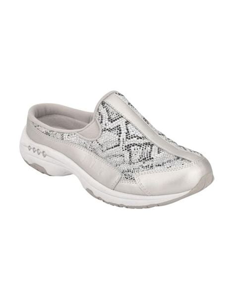 Easy Spirit Lace Traveltime Mules in Silver Snake (Metallic) - Lyst