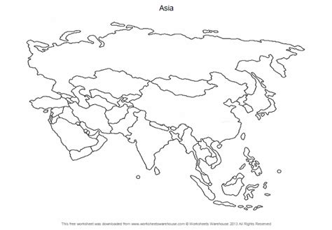 Blank Asia Continent Map