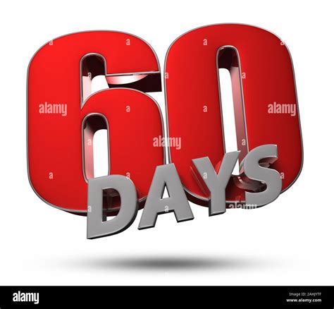 3D illustration 60 Days red on a white background.(with Clipping Path ...