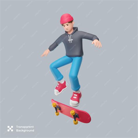 Premium PSD | Boy playing skateboard 3d illustration