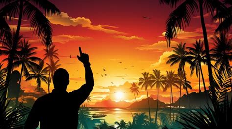 Premium AI Image | beach sunset vector art HD 8K wallpaper Stock ...