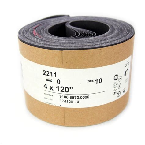 SIA Abrasives 9108-6573-0000 4" W x 120" L 0 Grit Sanding Belt (10-Pack)