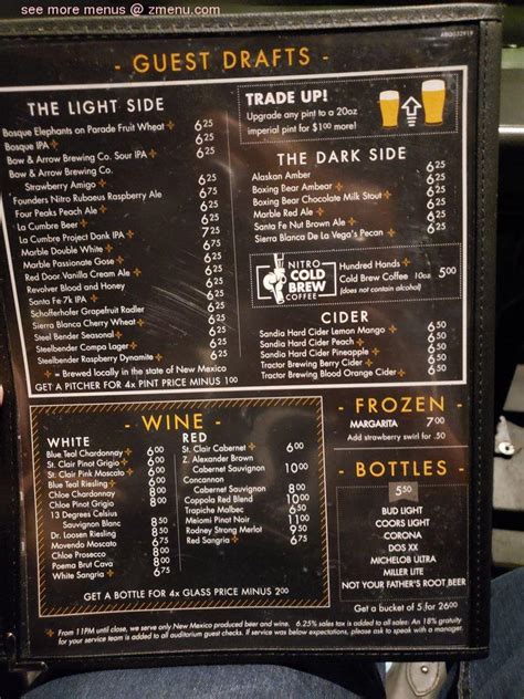 Menu at Flix Brewhouse pub & bar, Albuquerque