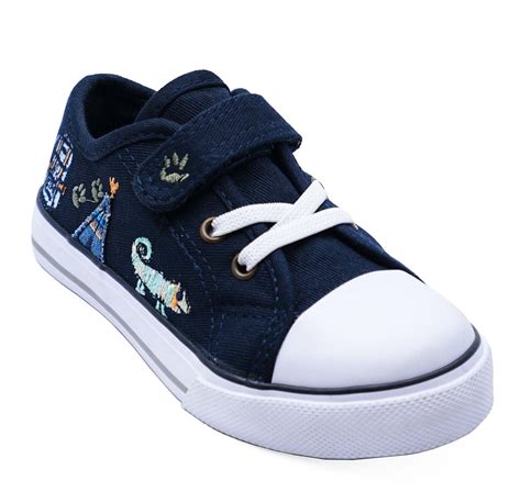 BOYS KIDS CHILDRENS BLACK DINOSAUR CANVAS PLIMSOLL PUMPS SHOES INFANT ...