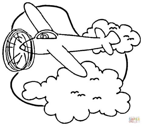 Airplane in Sky coloring page | Free Printable Coloring Pages