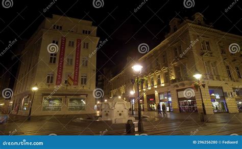 Static Background Shot of Knez Mihailova Street at the Night, Belgrade ...