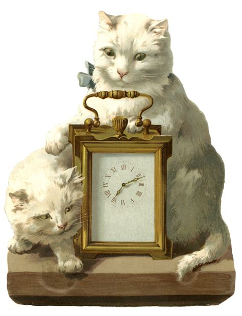 Fantastic Vintage Image - Clock with Cats - The Graphics Fairy