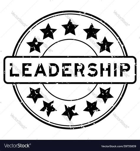 Grunge black leadership word with star icon round Vector Image