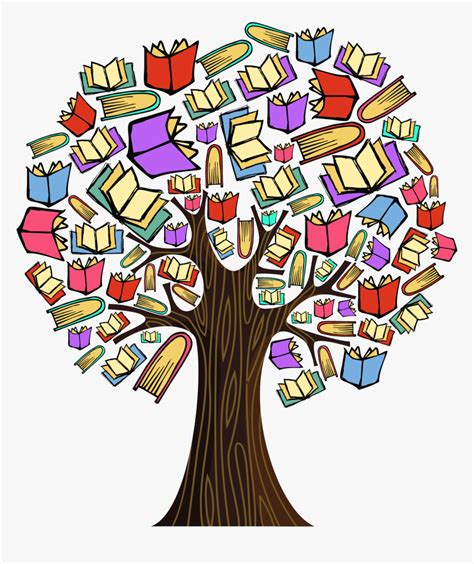 Colourful Book Tree Milk - Tree With Books As Leaves, HD Png Download ...