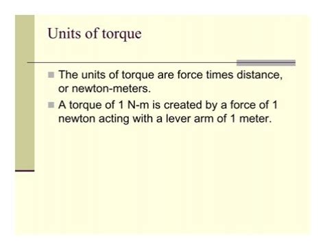 Units of torque The unit