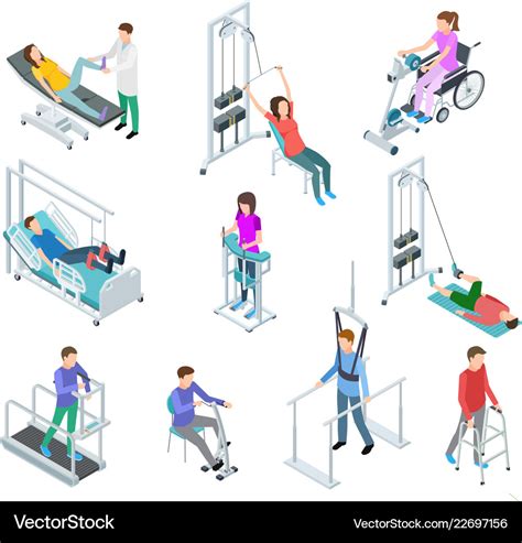 Physiotherapy rehabilitation equipment patients Vector Image