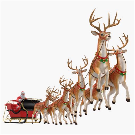 Santa claus reindeer flying 3D - TurboSquid 1232838