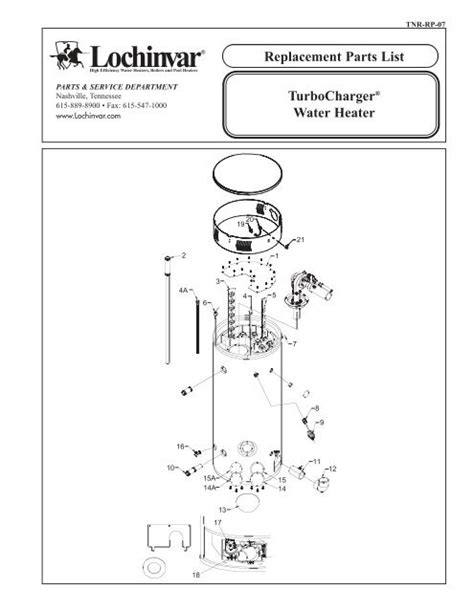 Replacement Parts List TurboChargerÂ® Water Heater - Lochinvar