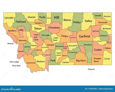 Montana County Map Cartoon Vector | CartoonDealer.com #184479715