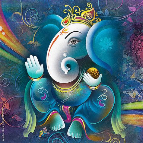 Ganesha painting, UV Wall Art Painting or Wallpaper for Living room and ...