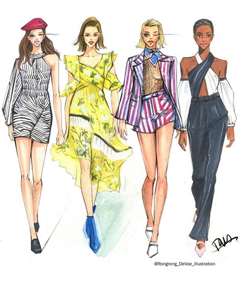 Rongrong DeVoe fashion sketches-Self Portrait SS18 New York Fashion ...