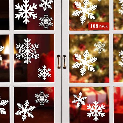 Christmas Window Stickers, 108Pcs Reusable Christmas Window Stickers ...