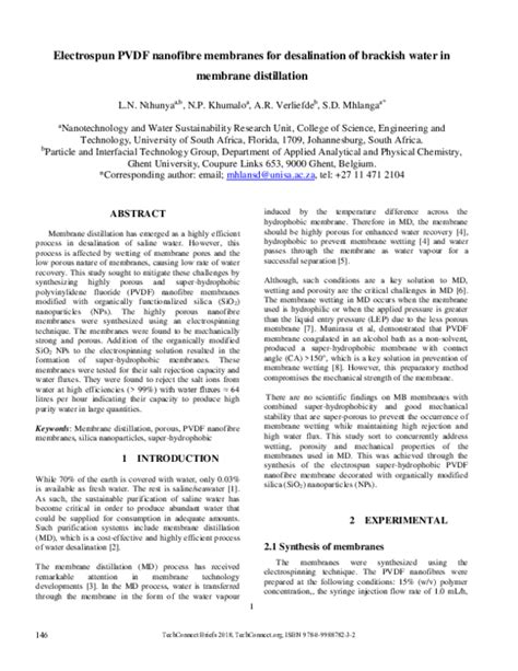 (PDF) Super-porous PVDF nanofibre membranes for efficient desalination ...