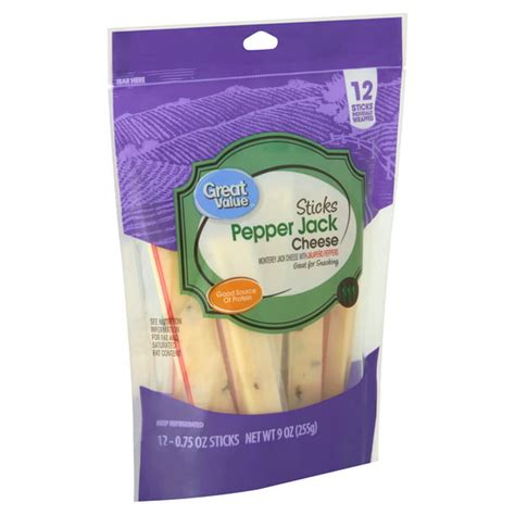 Great Value Pepper Jack Cheese Sticks, 0.75 oz, 12 count - Walmart.com ...