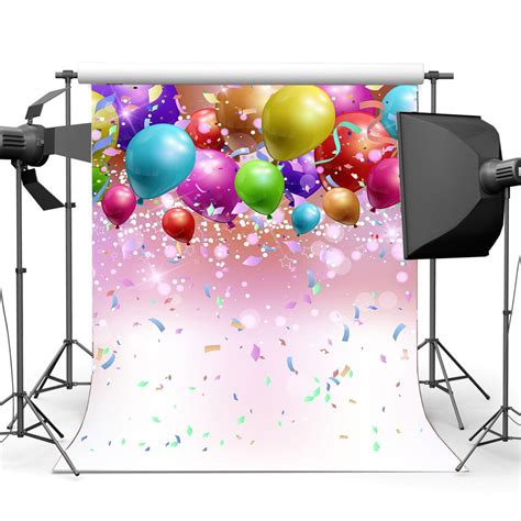 MOHome 5x7ft Photography Backdrop Happy Birthday Colorful Balloons ...