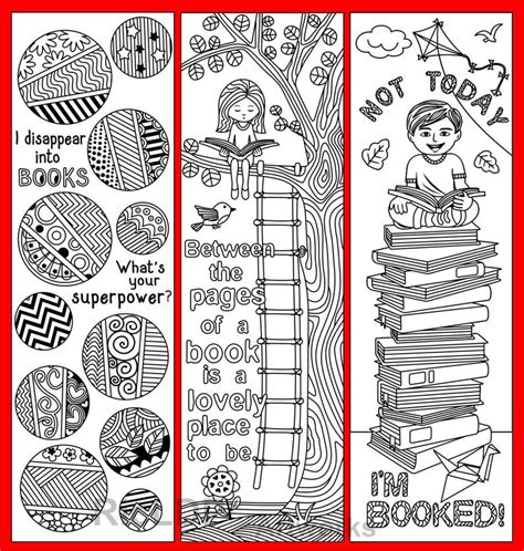 Set of 8 Coloring Bookmarks with Quotes About Books and - Etsy France