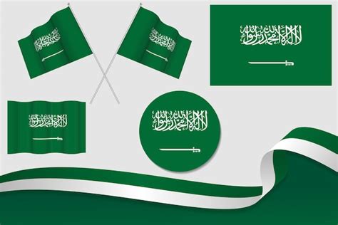 Premium Vector | Set Of Saudi Arabia Flags In Different Designs Icon ...