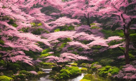 a beautiful painting close up flowers twisted trees | Stable Diffusion ...